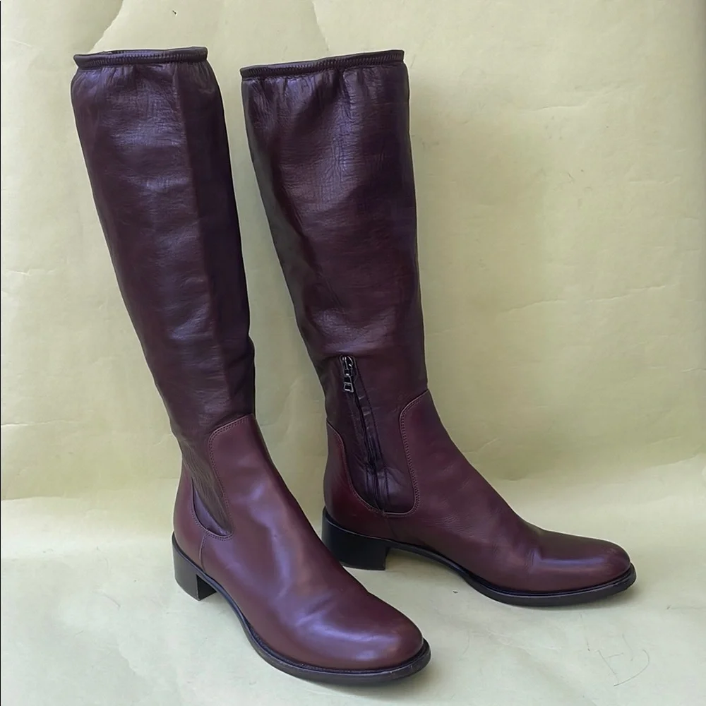 Prada Vintage Brown Pull On Leather Boots with Streamlined Design